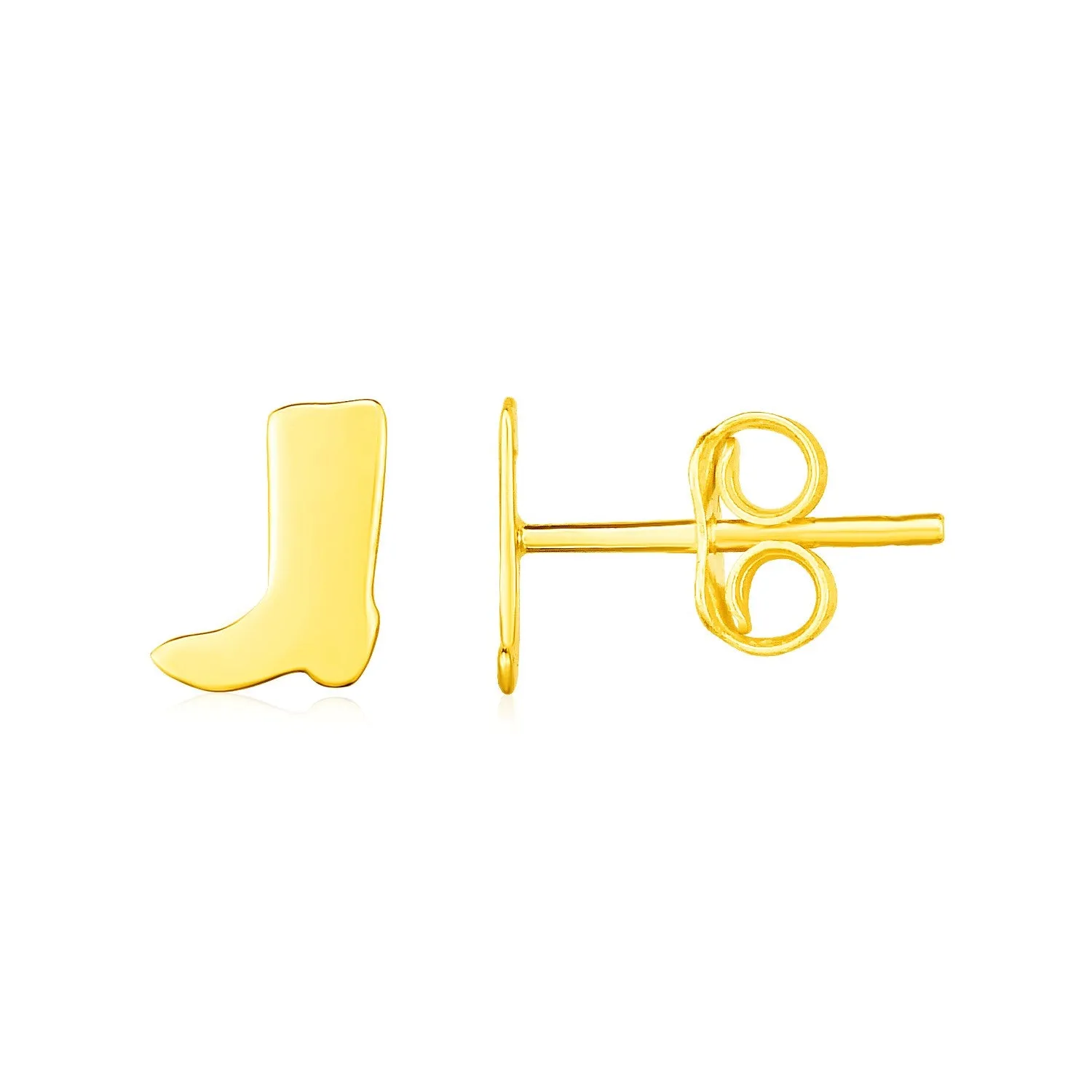 14K Yellow Gold Cowboy Boot Earrings-rx23488