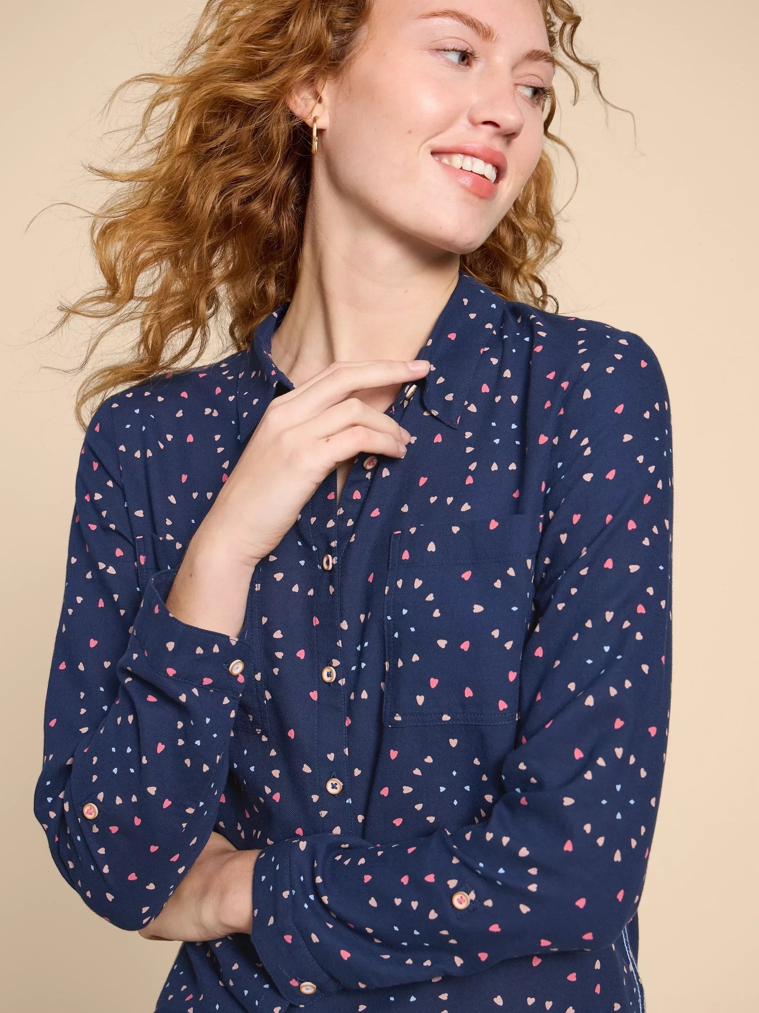 440435 Sophie Navy Organic Cotton Shirt