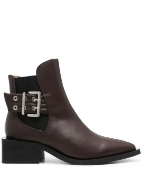 45MM BUCKLE DETAIL LEATHER BOOTS