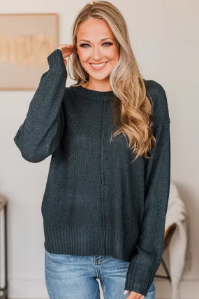 Accidentally In Love Knit Sweater- Dark Teal