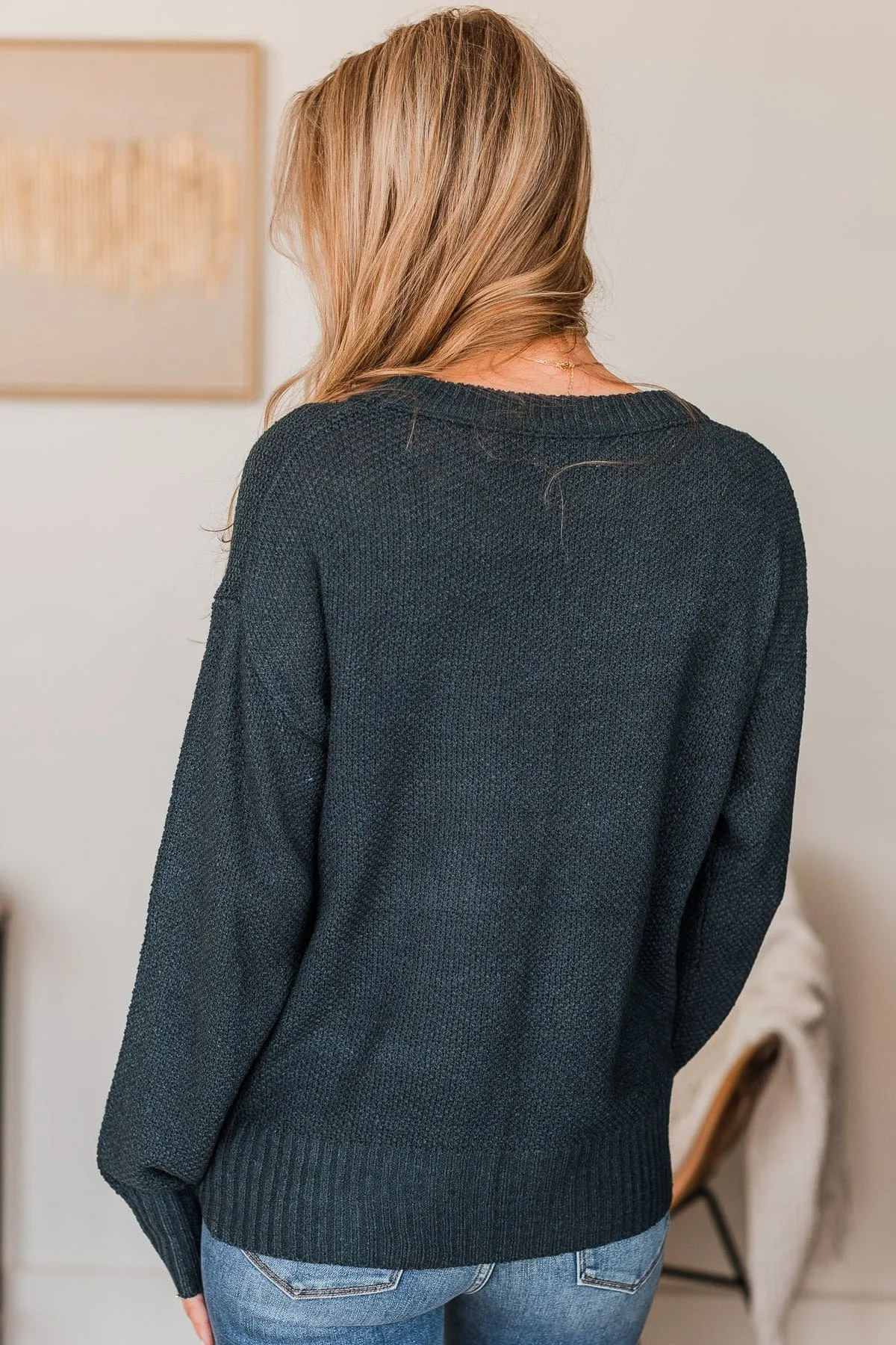 Accidentally In Love Knit Sweater- Dark Teal