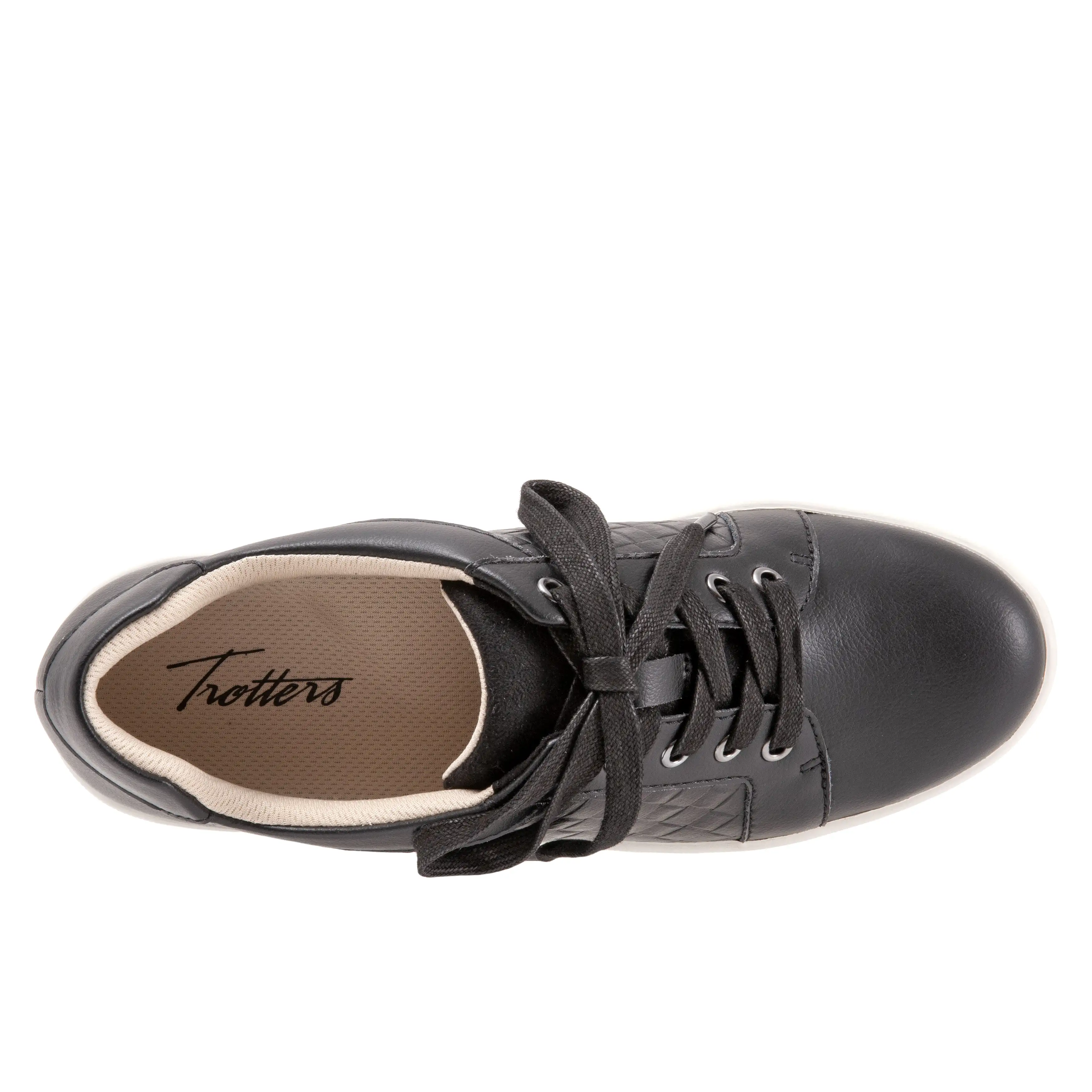 Adore Black Quilted Leather Lace-up Casuals