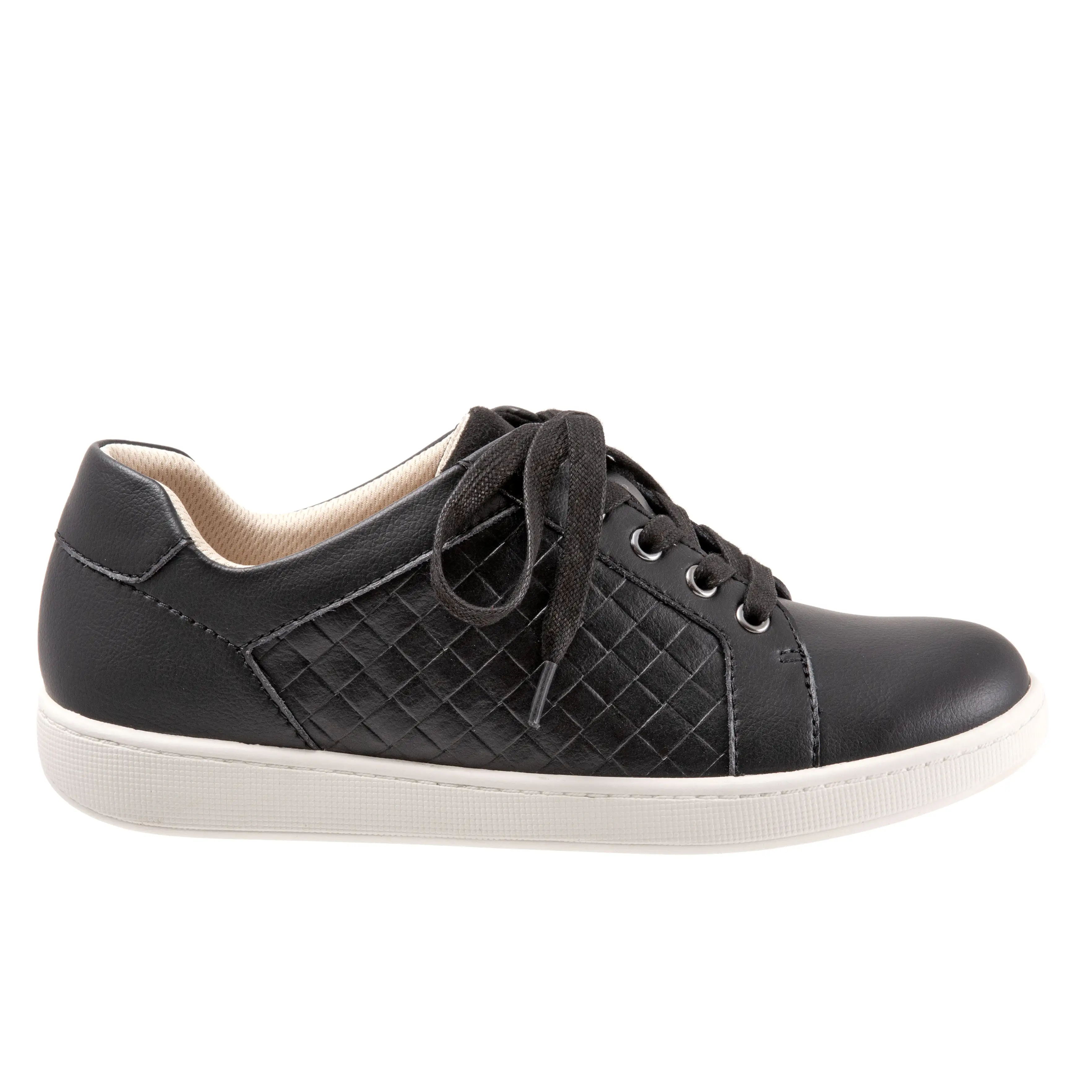 Adore Black Quilted Leather Lace-up Casuals