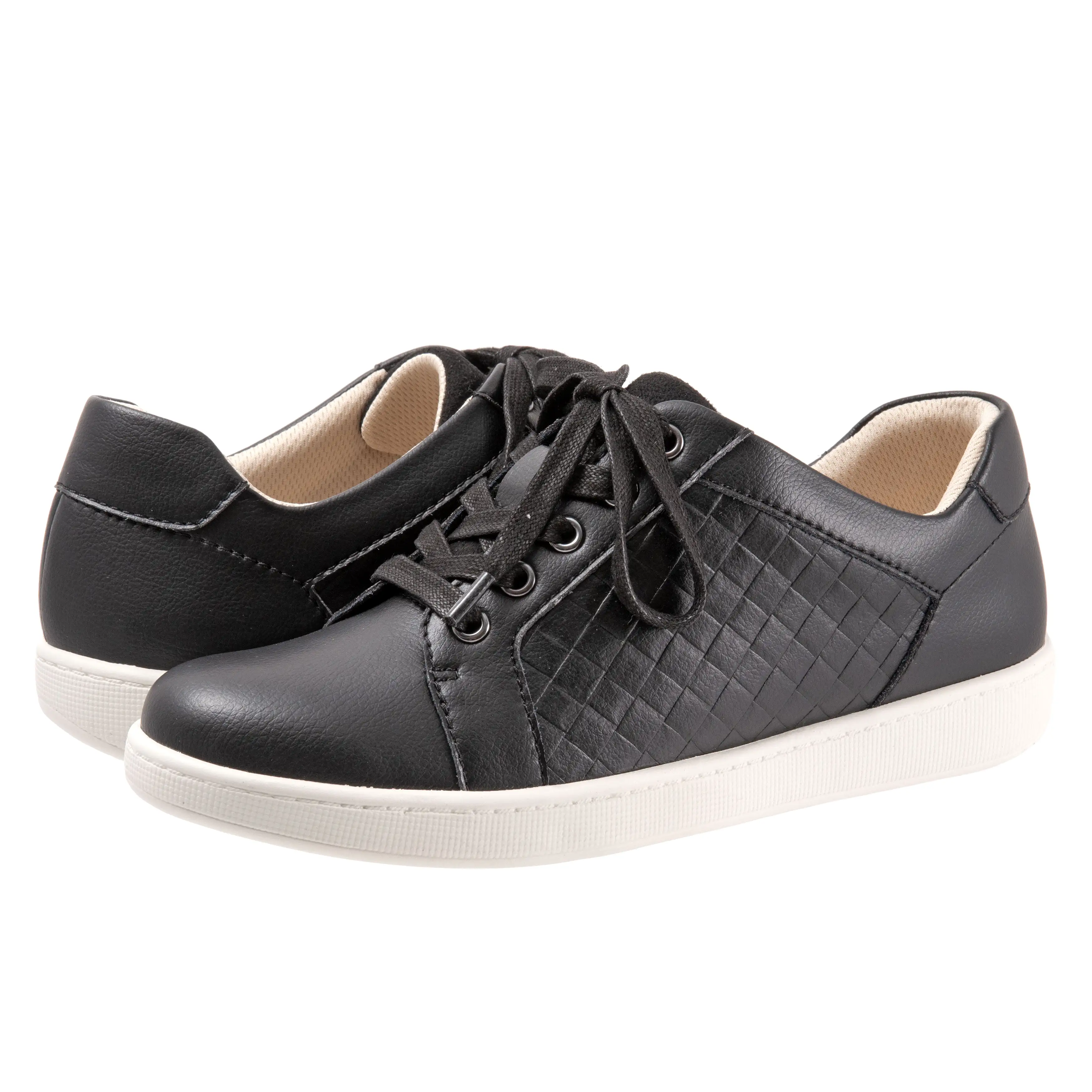 Adore Black Quilted Leather Lace-up Casuals