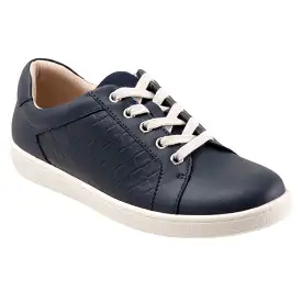 Adore Navy Quilted Leather Lace-up Casuals