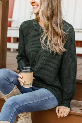 Against All Odds Knit Sweater- Forest Green