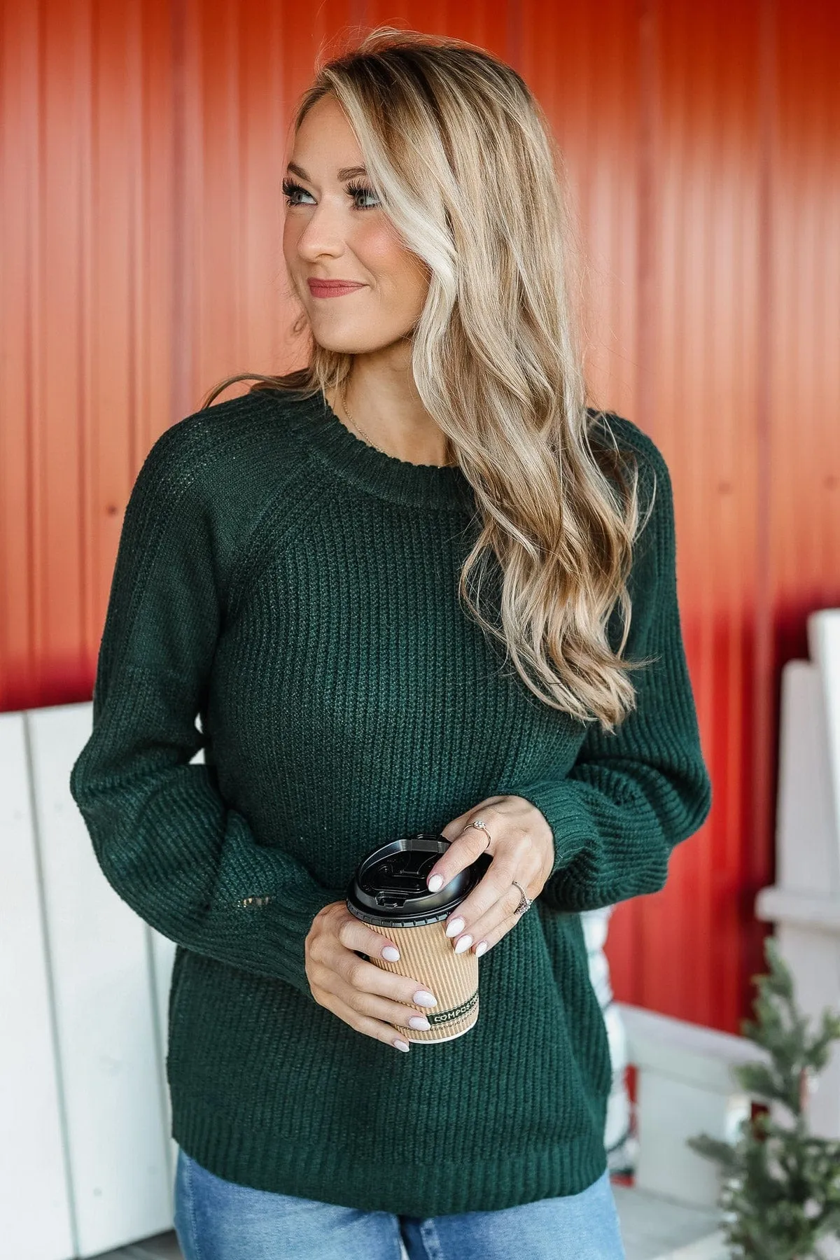 Against All Odds Knit Sweater- Forest Green