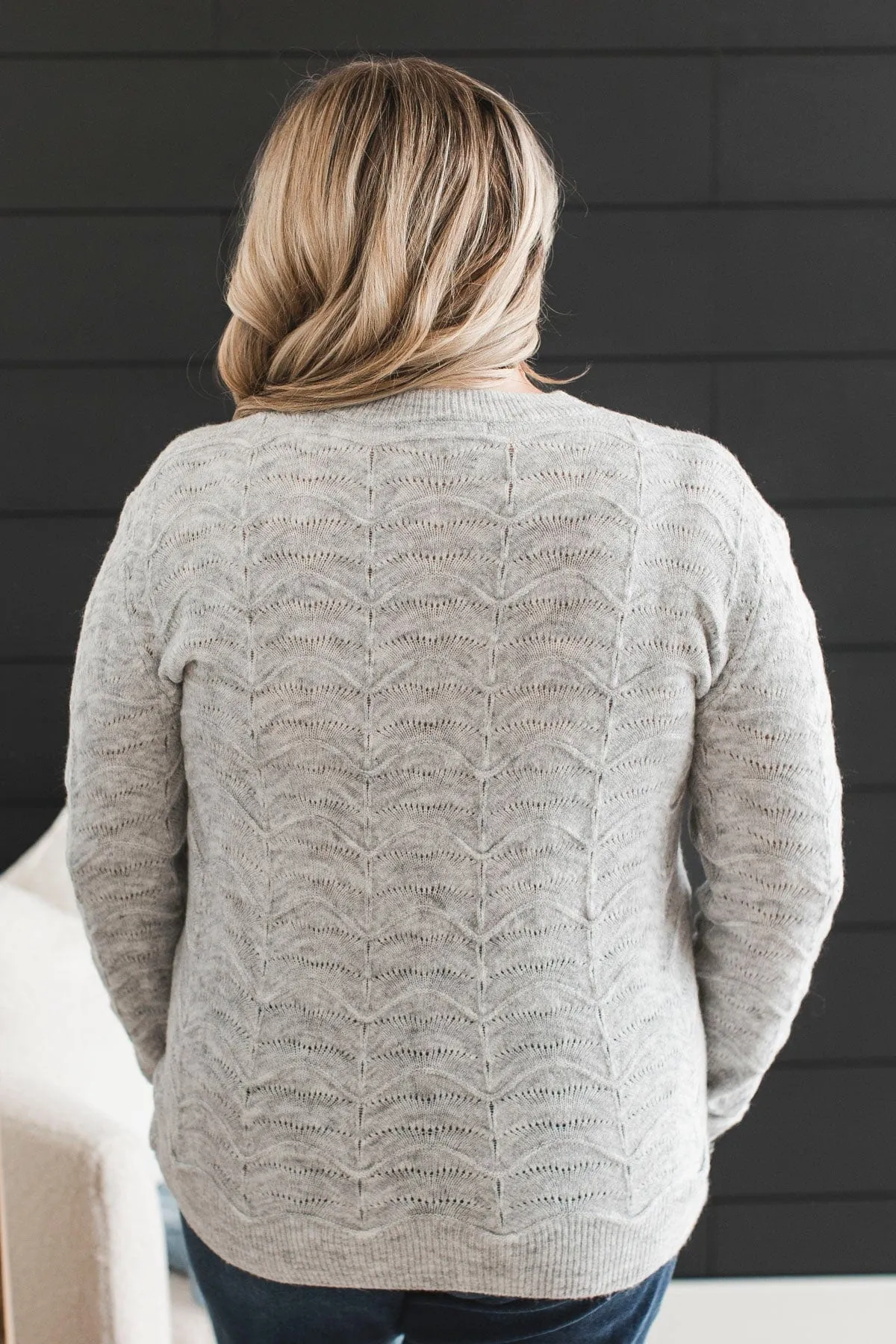 Always A Favorite Pointelle Sweater- Heather Grey