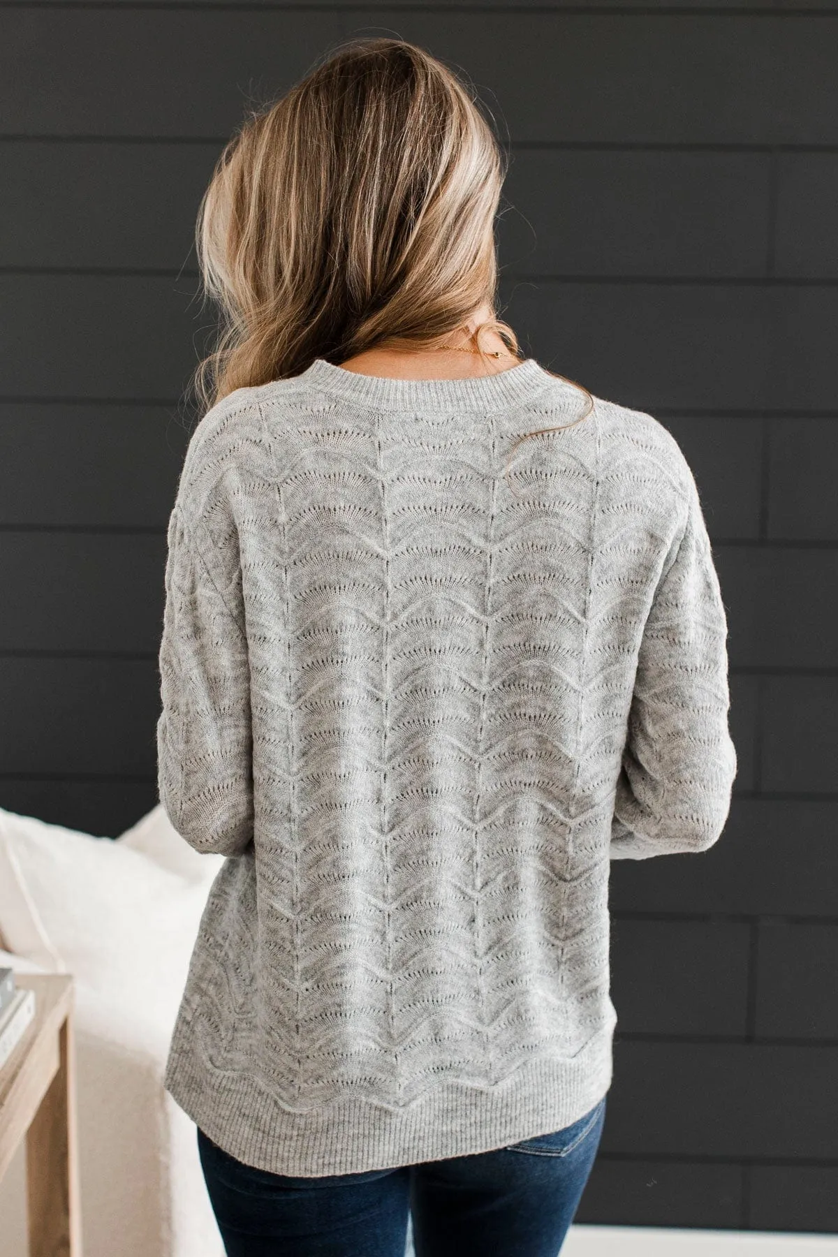 Always A Favorite Pointelle Sweater- Heather Grey