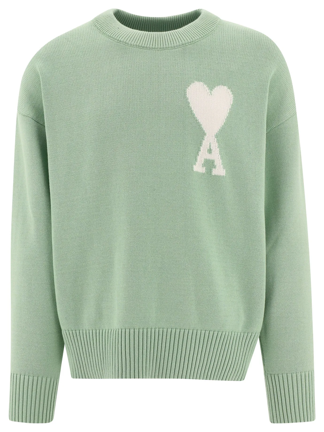 AMI Logo Intarsia Long Sleeved Crewneck Sweater