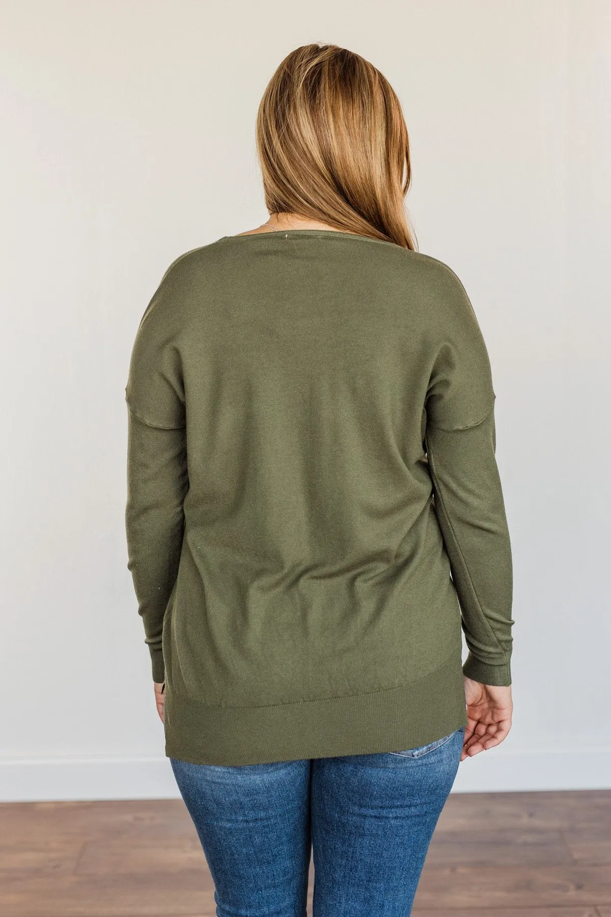 Angel On Earth V-Neck Sweater- Olive