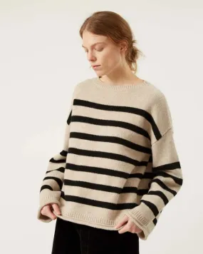 Athena Merino Sweater - Oatmeal/Black