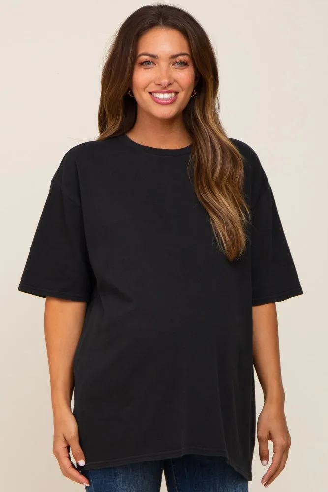 Black Basic Oversized Maternity T-Shirt