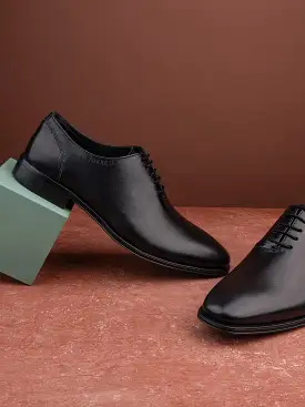 Black Leather Lace Up Shoes For Men