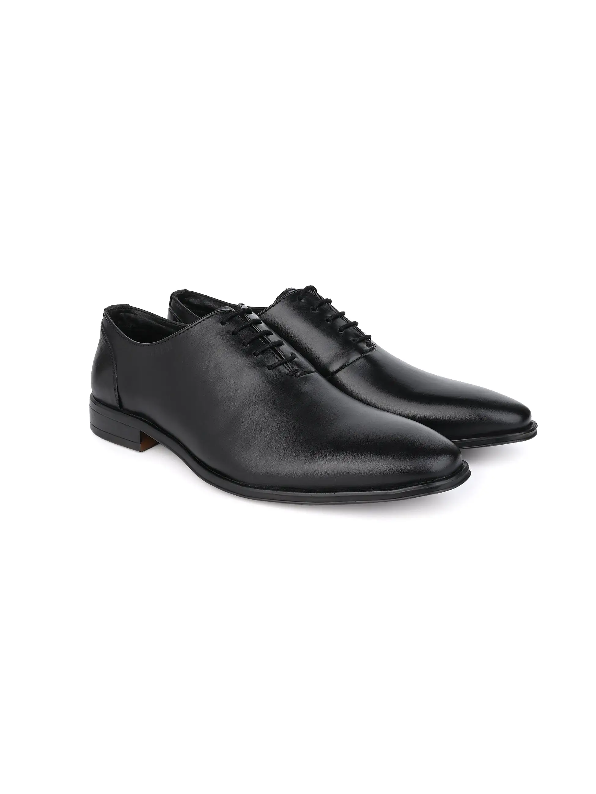 Black Leather Lace Up Shoes For Men