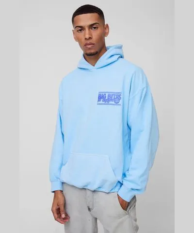 boohooMAN Mens Oversized Big Bites Graphic Washed Hoodie