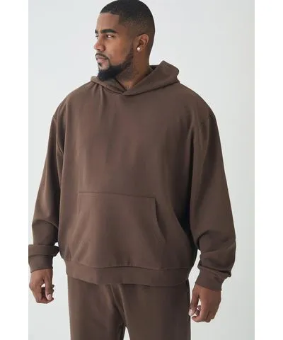 boohooMAN Mens Plus Interlock Boxy Oversized Hoodie