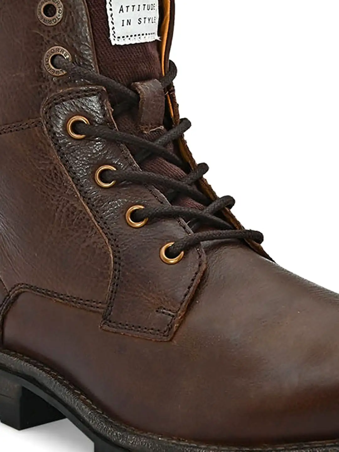 Brown Leather Lace Up Boots