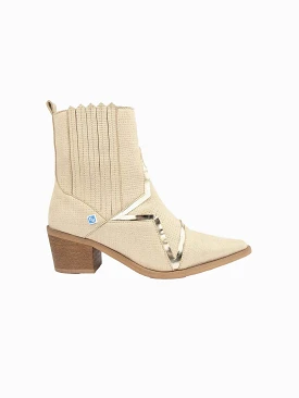 Bruma Cowboy Vegan Ankle Boots | Beige