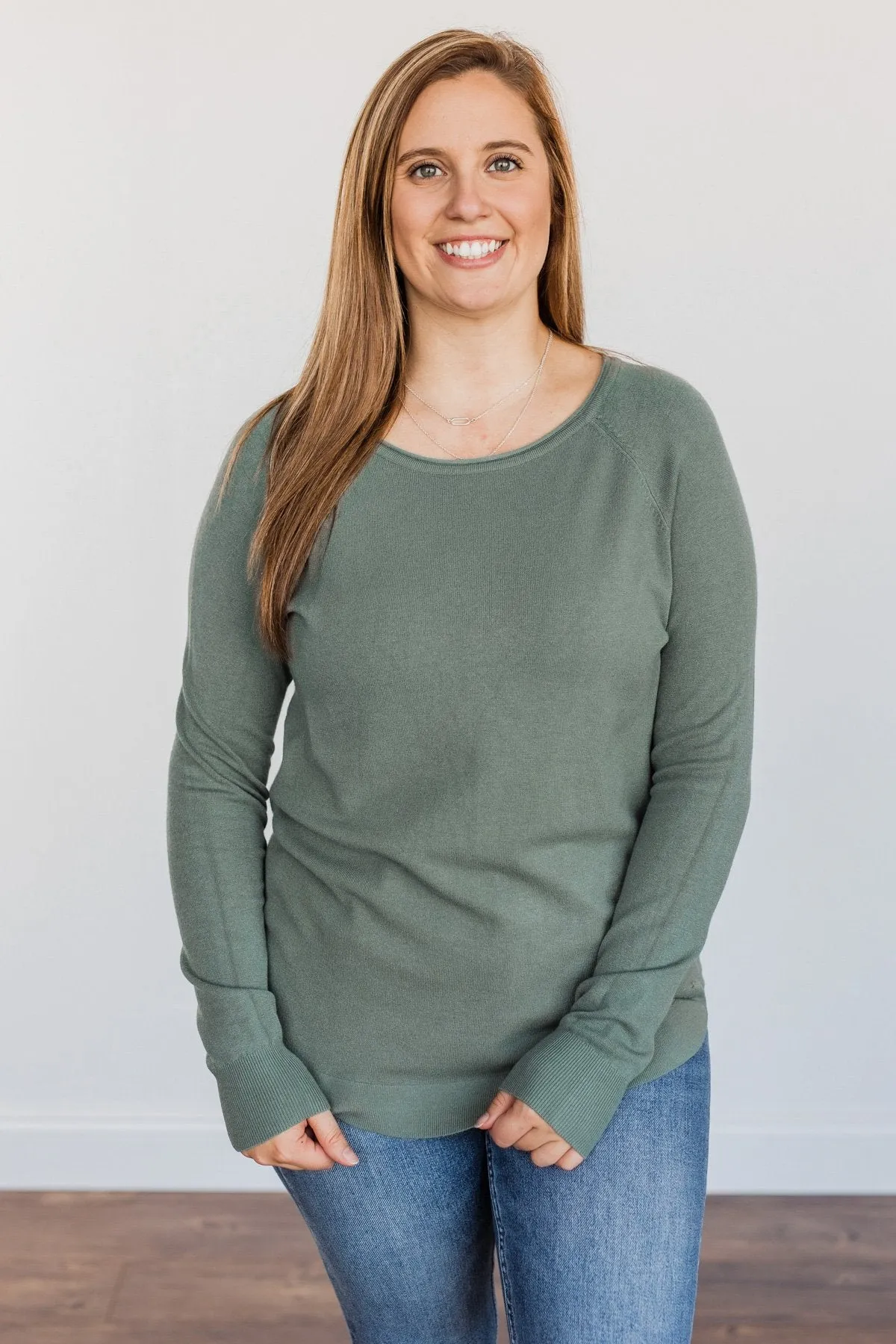 Butter Me Up Knit Sweater- Dusty Jade