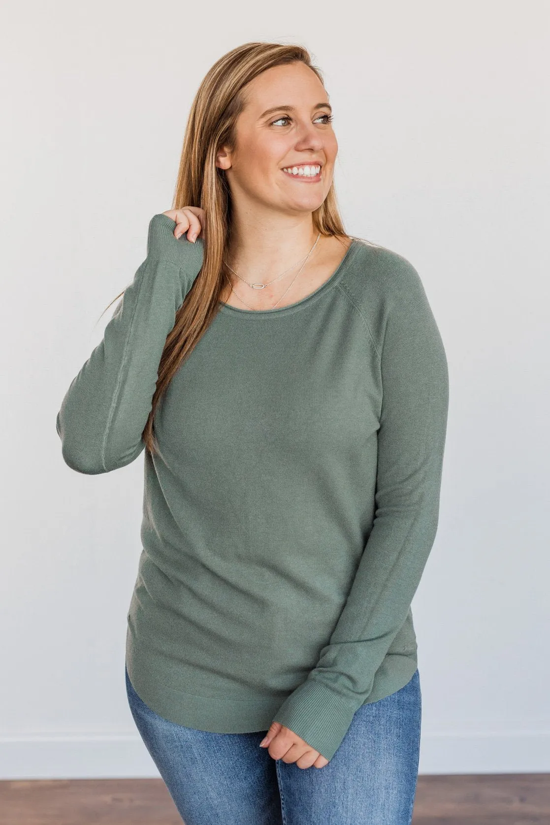 Butter Me Up Knit Sweater- Dusty Jade