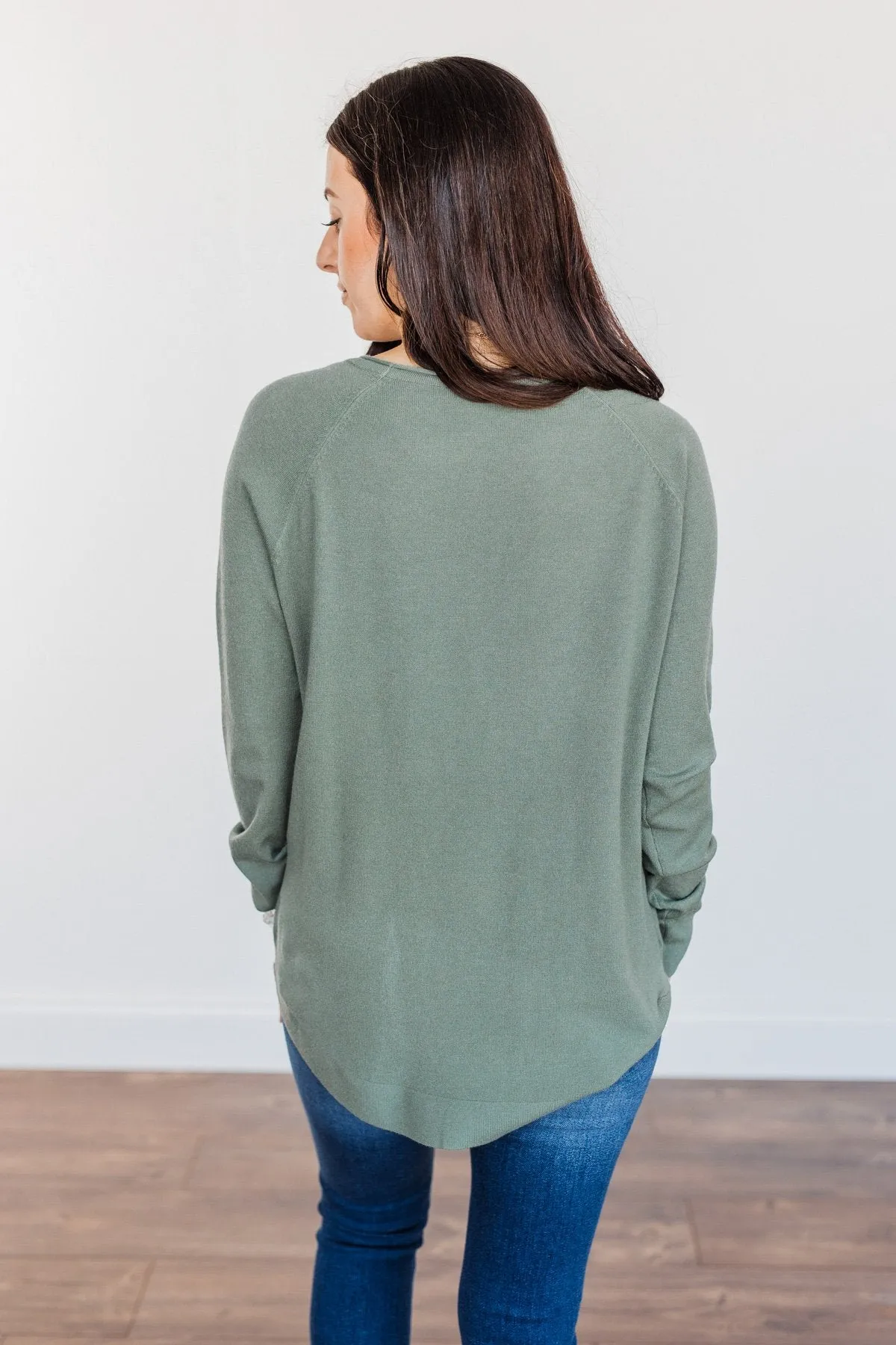 Butter Me Up Knit Sweater- Dusty Jade