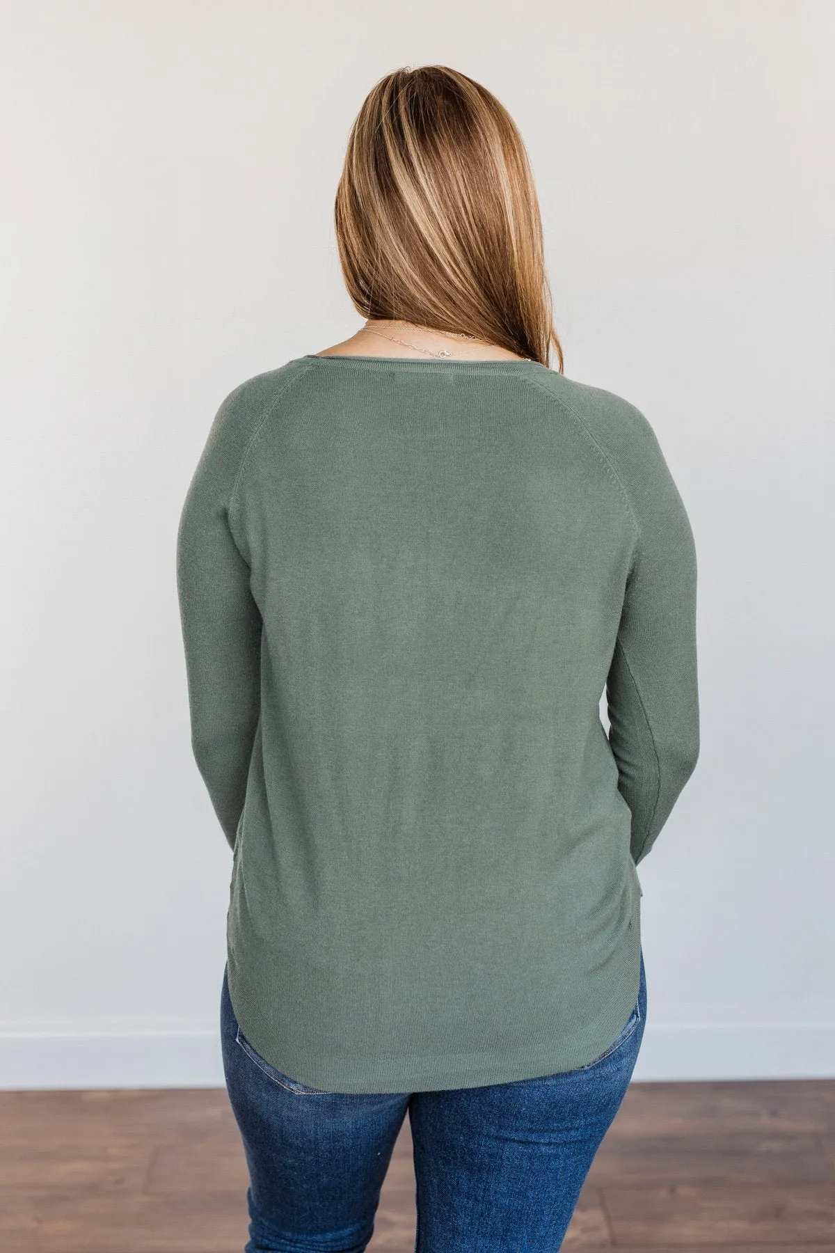 Butter Me Up Knit Sweater- Dusty Jade