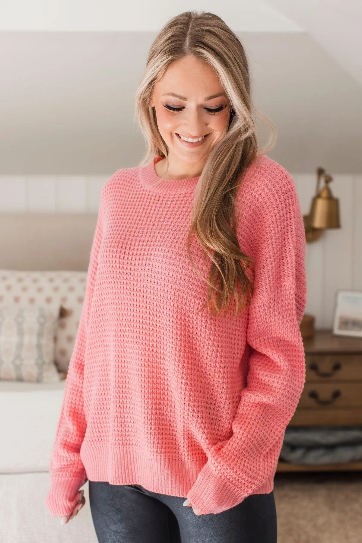 Captivating In Color Knit Sweater- Bright Coral