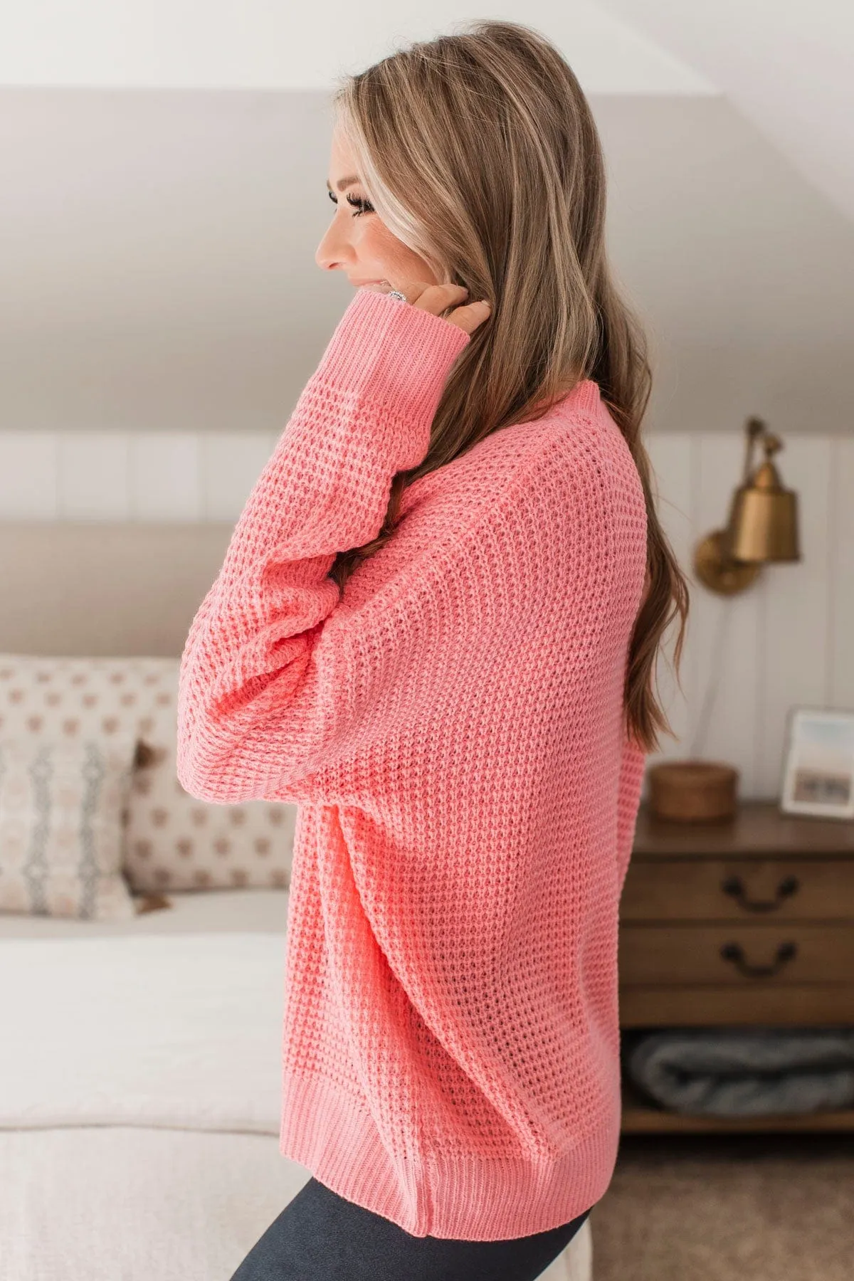 Captivating In Color Knit Sweater- Bright Coral