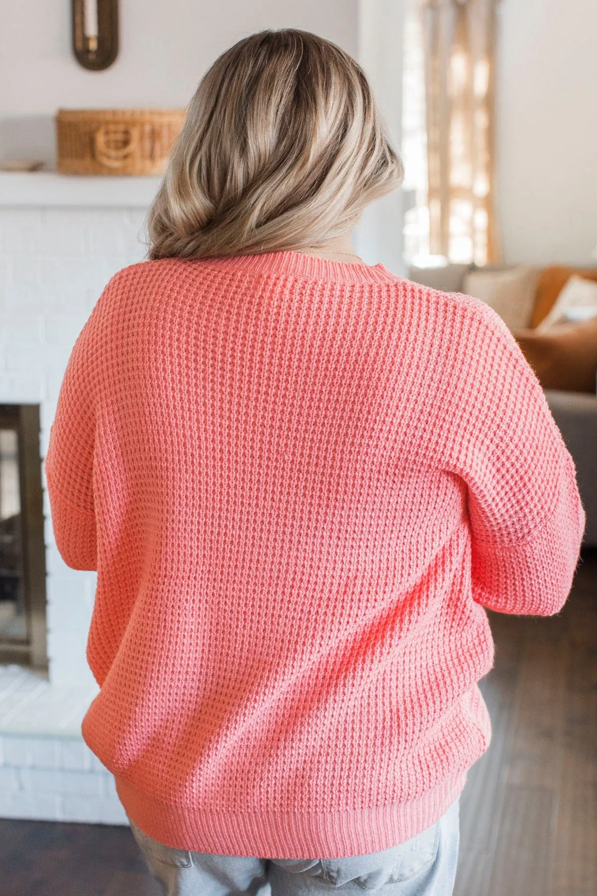 Captivating In Color Knit Sweater- Bright Coral