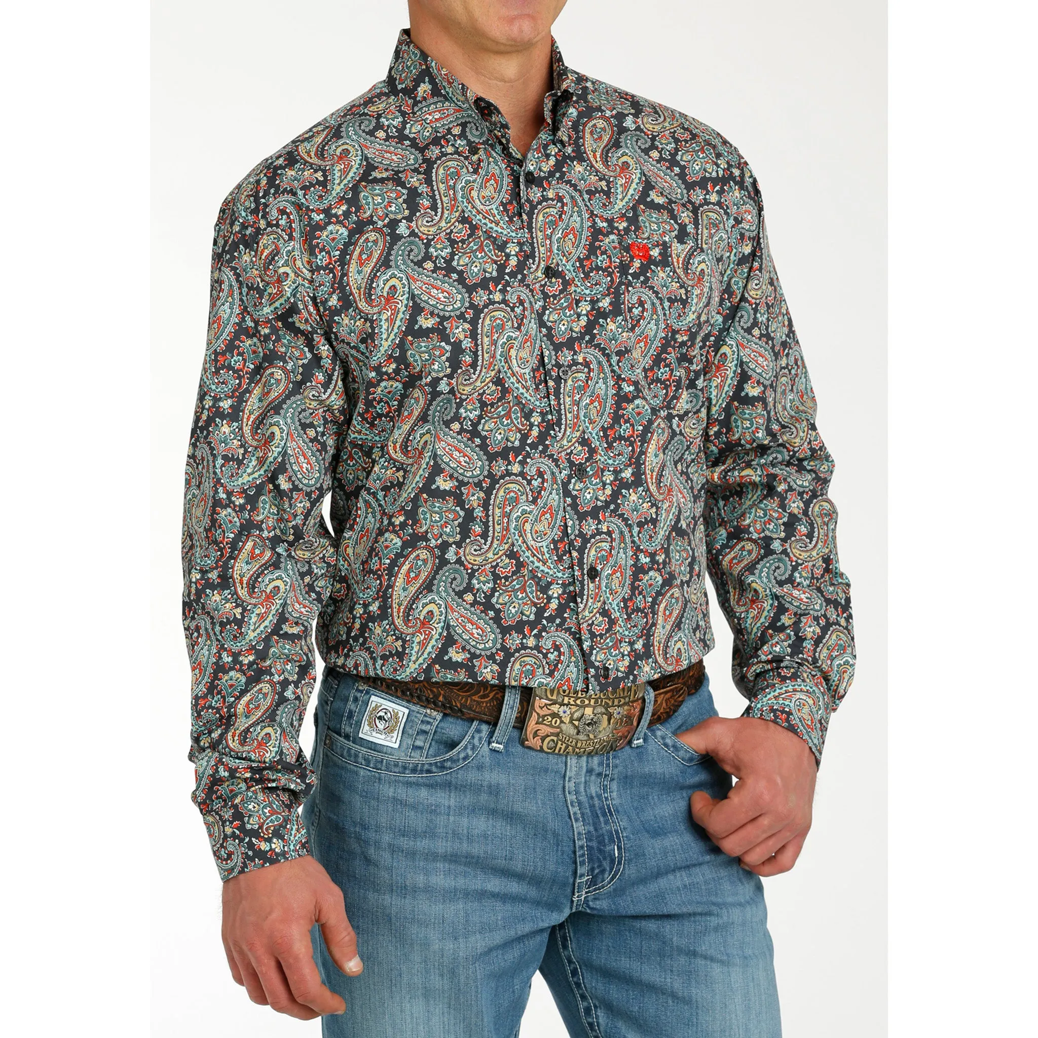 Cinch Men's Charcoal Paisley Long Sleeve