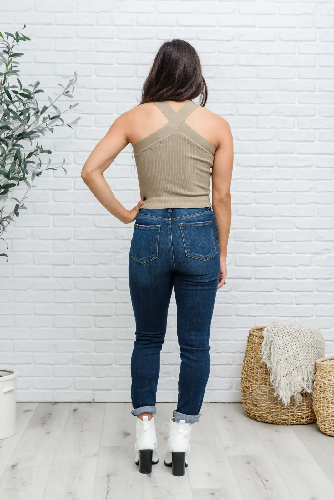 Criss Cross Halter Top in Tan