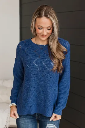 Dear To Me Knit Sweater- Royal Blue