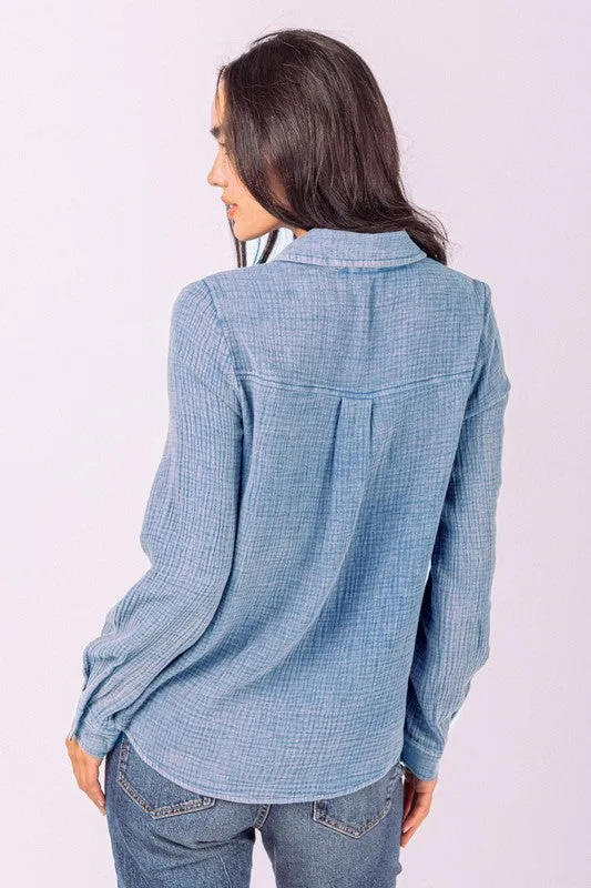 Denim Longsleeve Mineral Wash Top