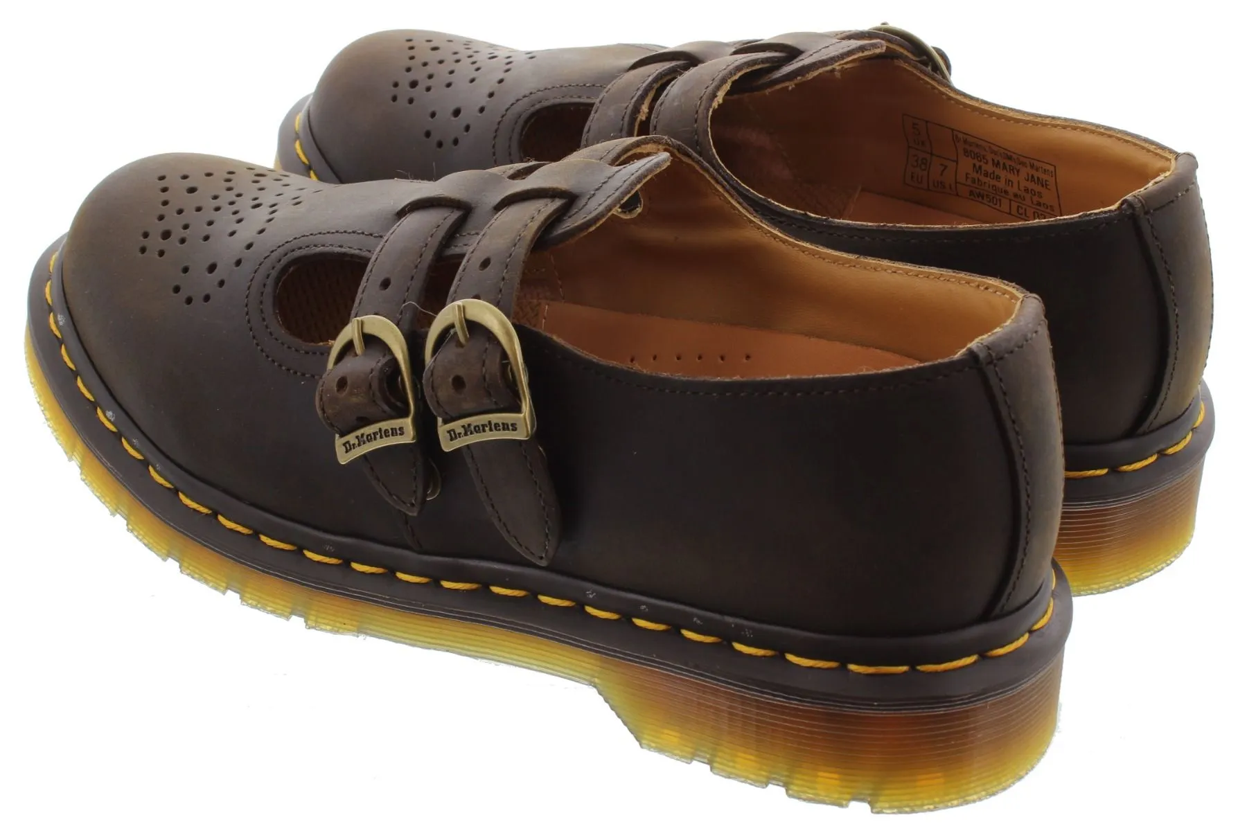 DR MARTENS Ladies 8065 Mary Jane Shoes In Brown