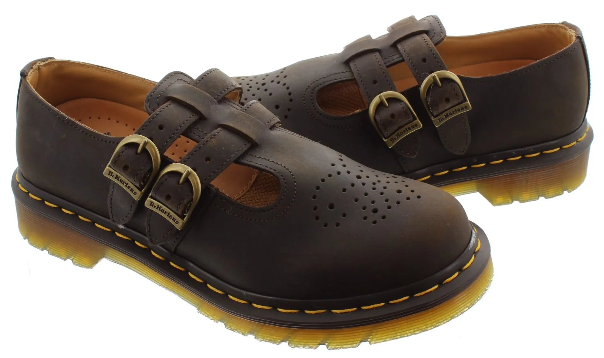 DR MARTENS Ladies 8065 Mary Jane Shoes In Brown