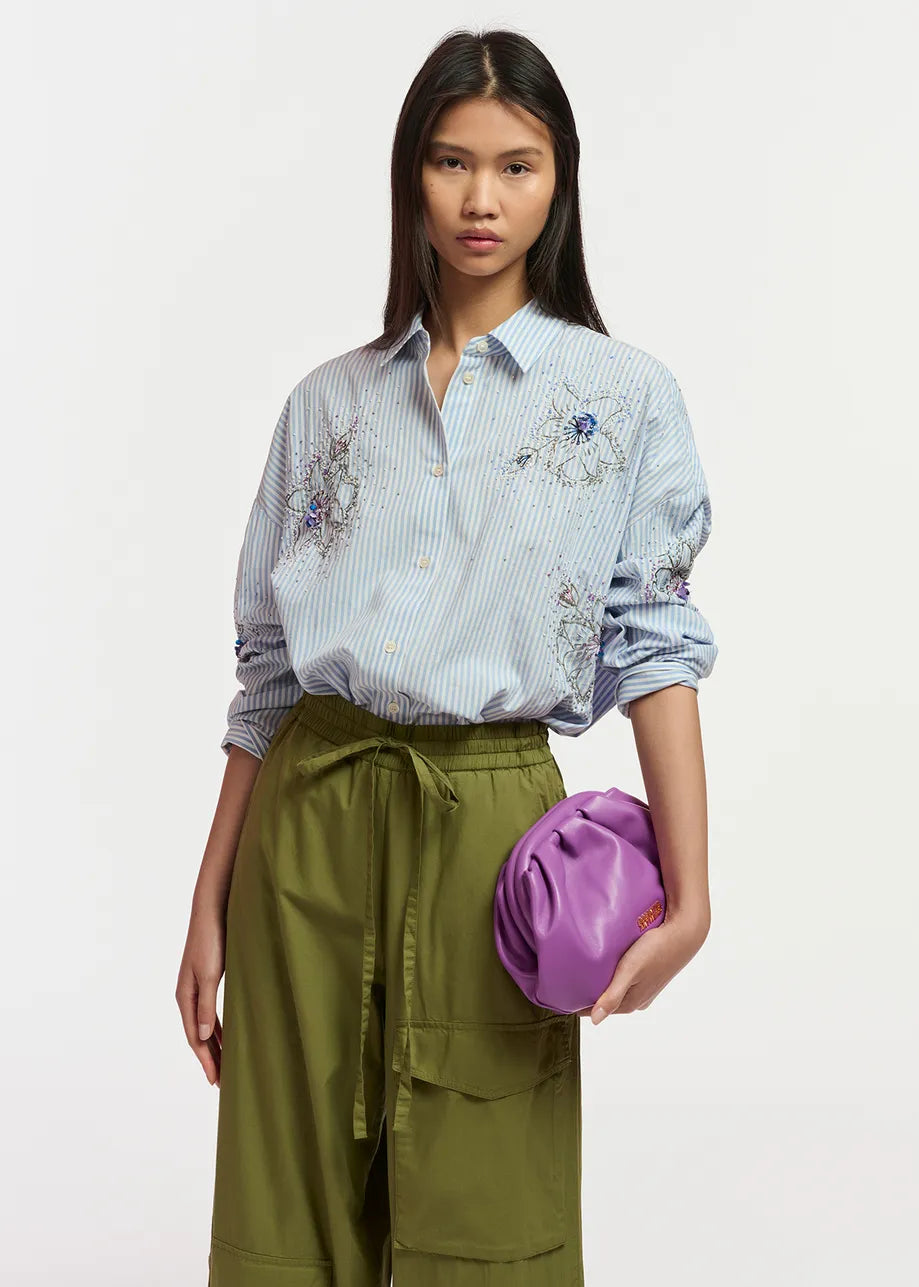 Essentiel Antwerp Ferret Embellished Shirt in Combo 2 Feeling Blue