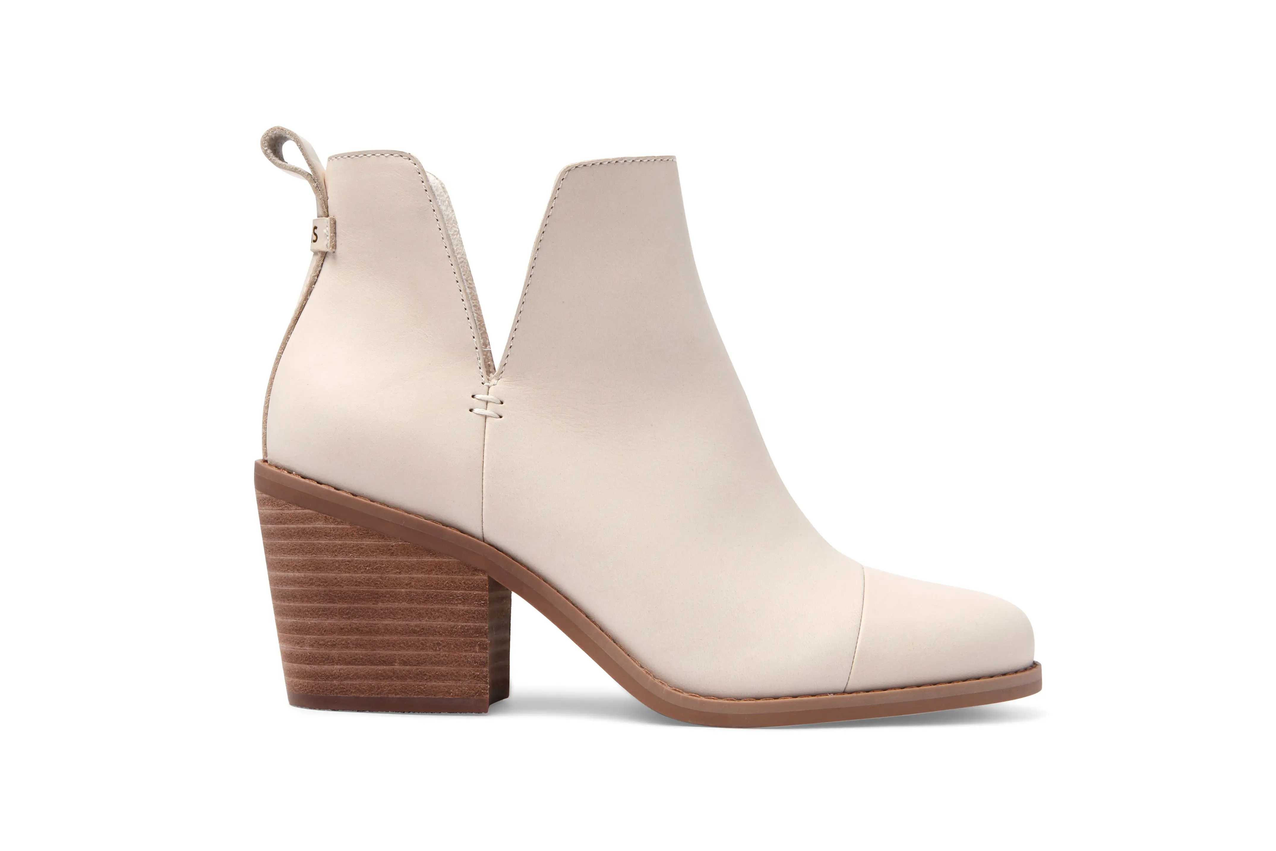 Everly Beige Leather Cutout Heeled Boot