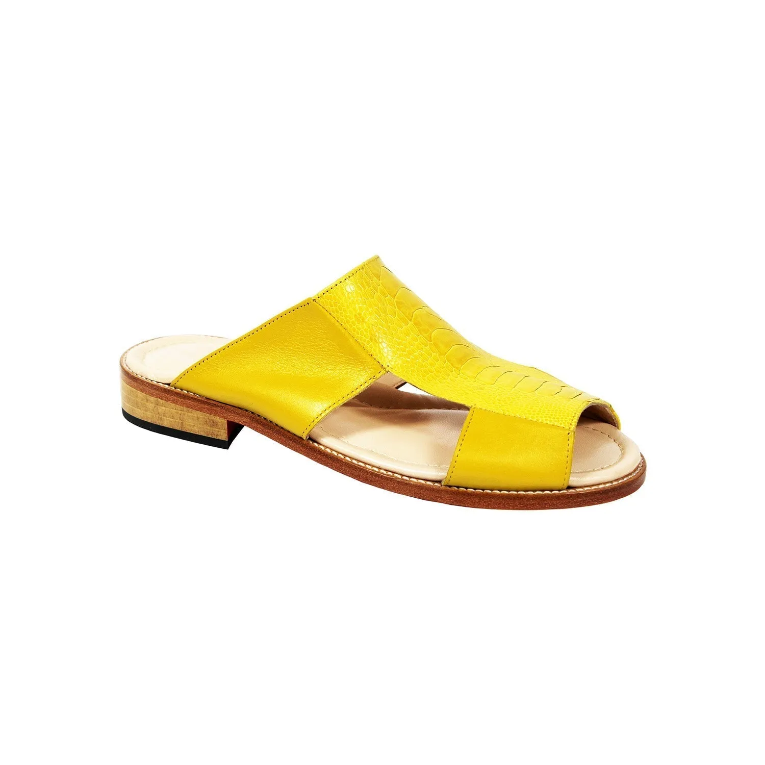 Fennix FX124 Men's Shoes Yellow Calf/Ostrich Exotic Sandals (FX1084)