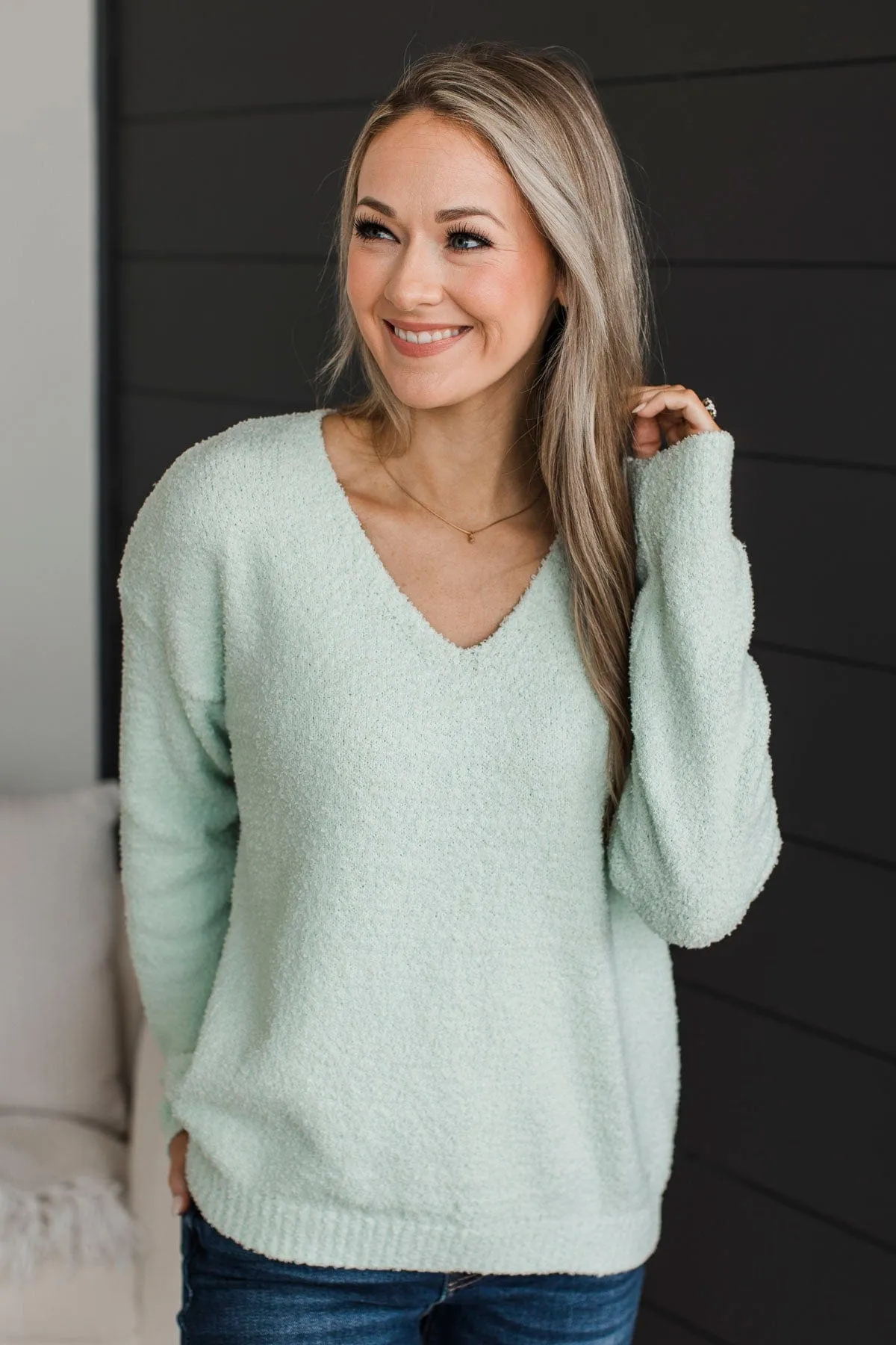 First To Know V-Neck Sweater- Mint