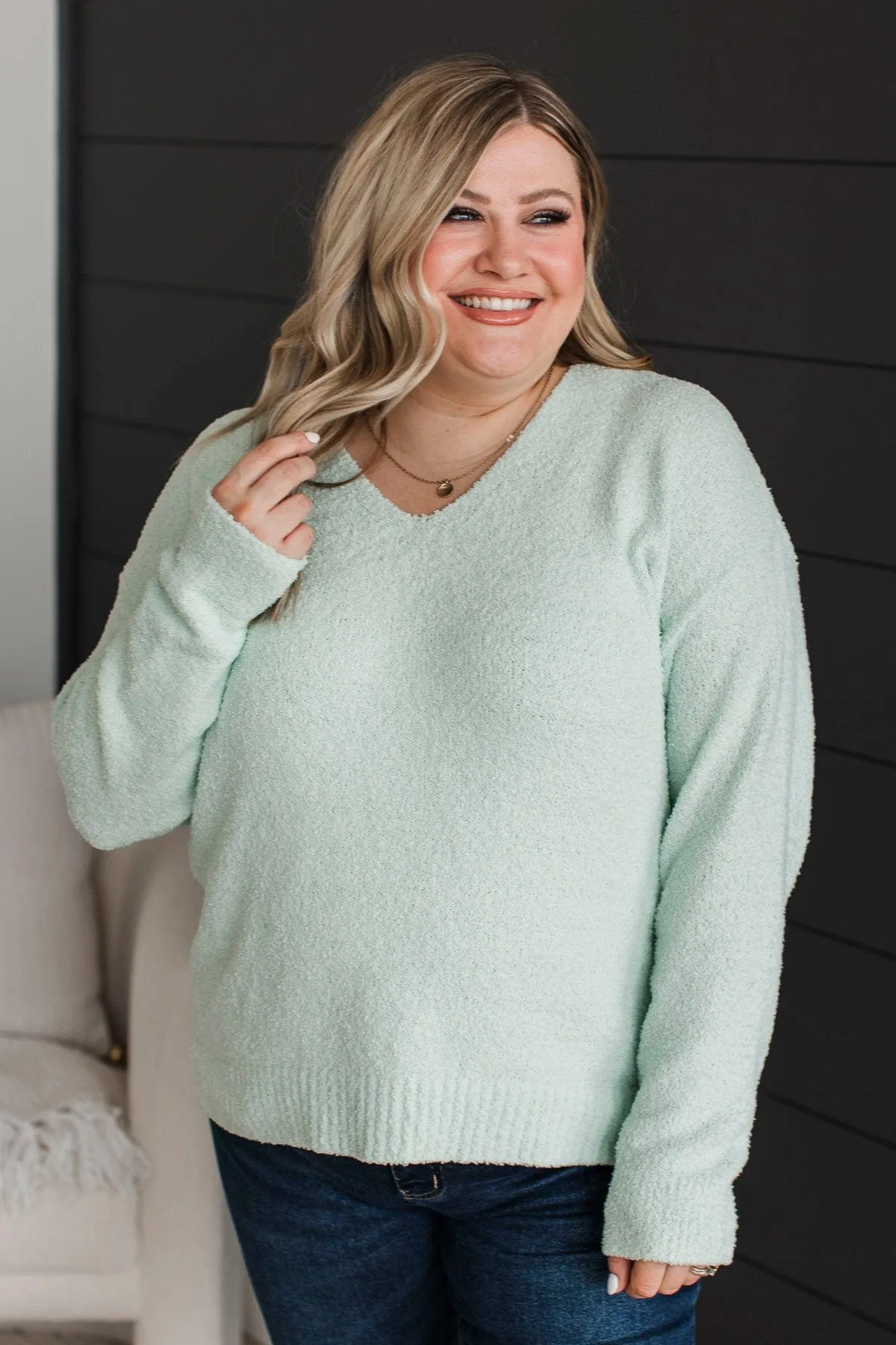 First To Know V-Neck Sweater- Mint