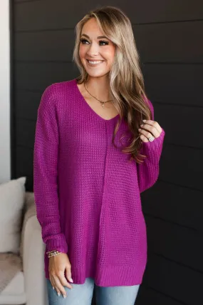 Get Your Way V-Neck Sweater- Orchid