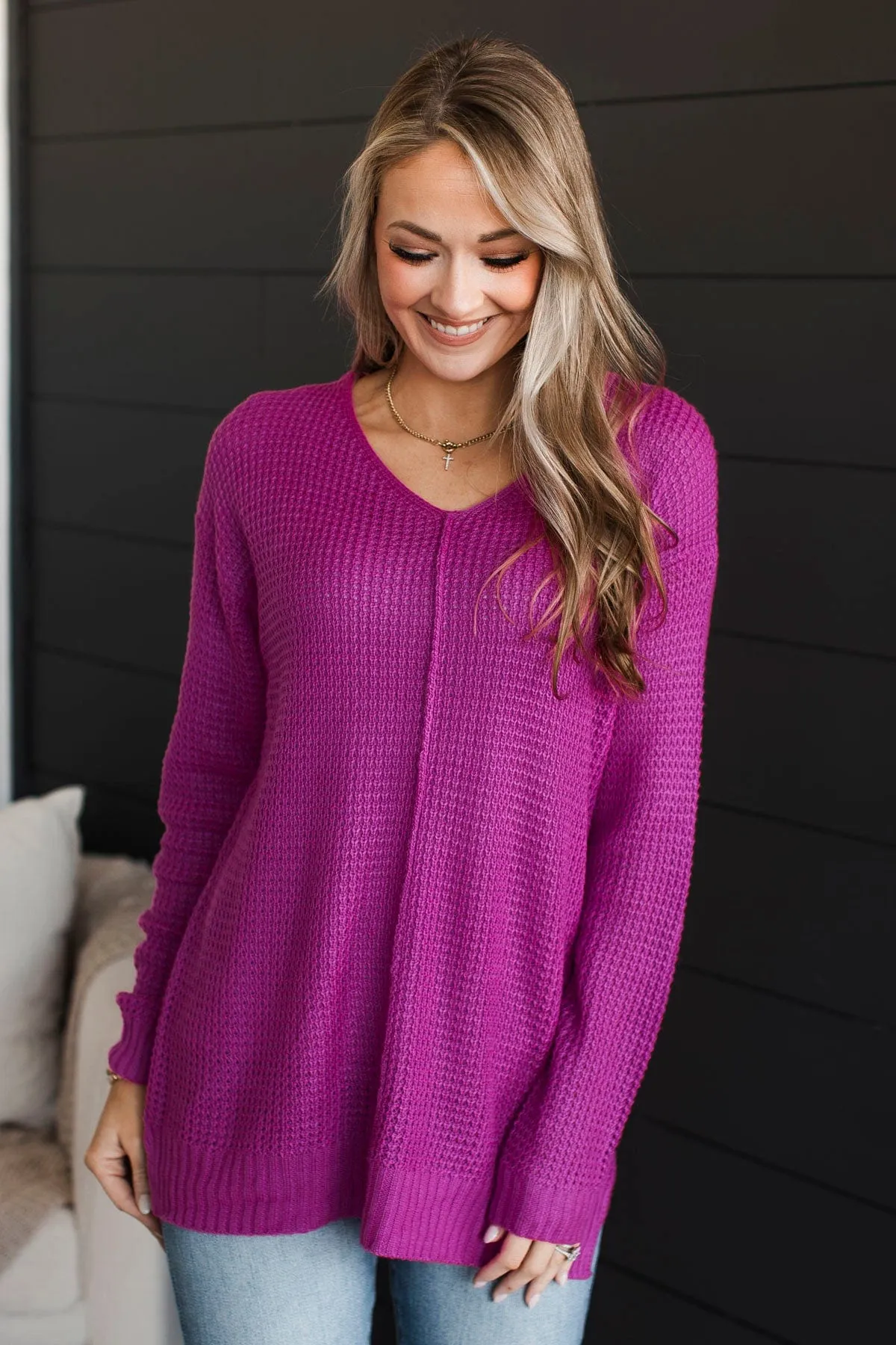 Get Your Way V-Neck Sweater- Orchid