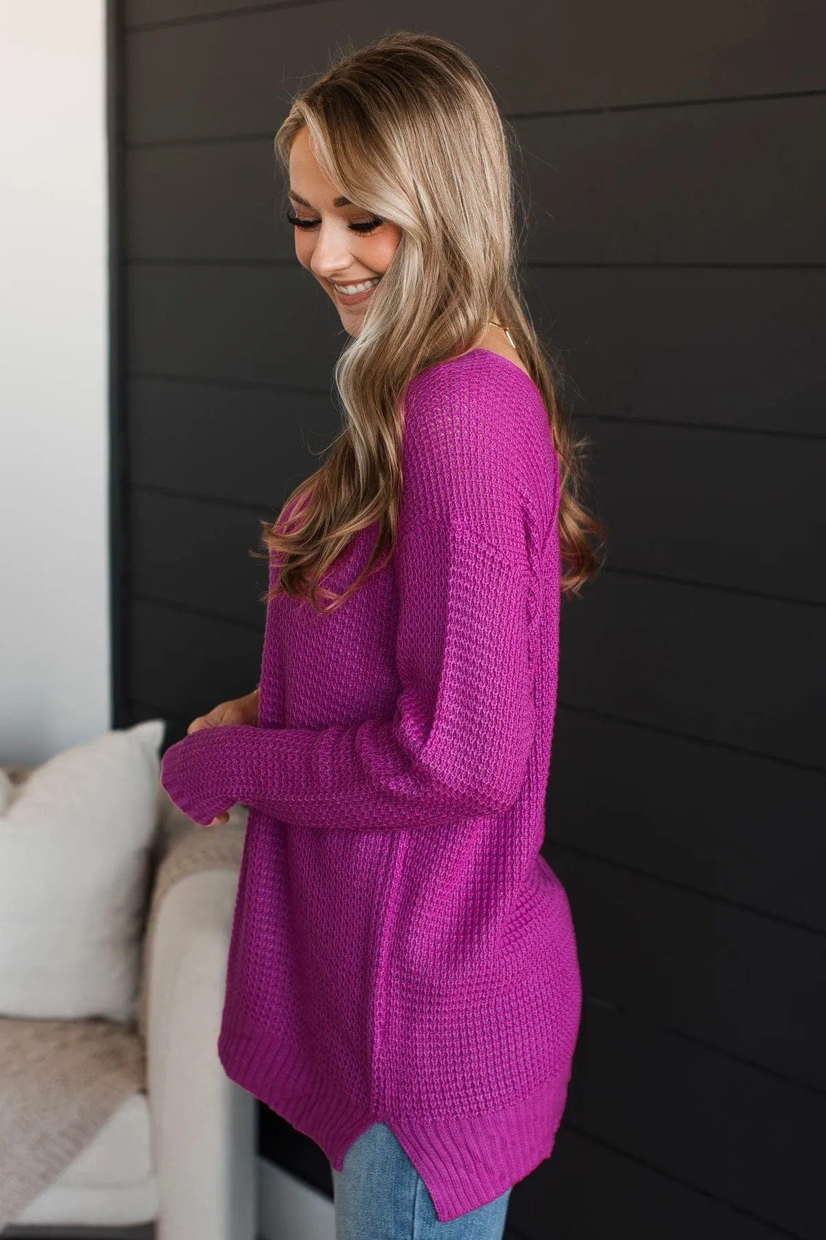 Get Your Way V-Neck Sweater- Orchid