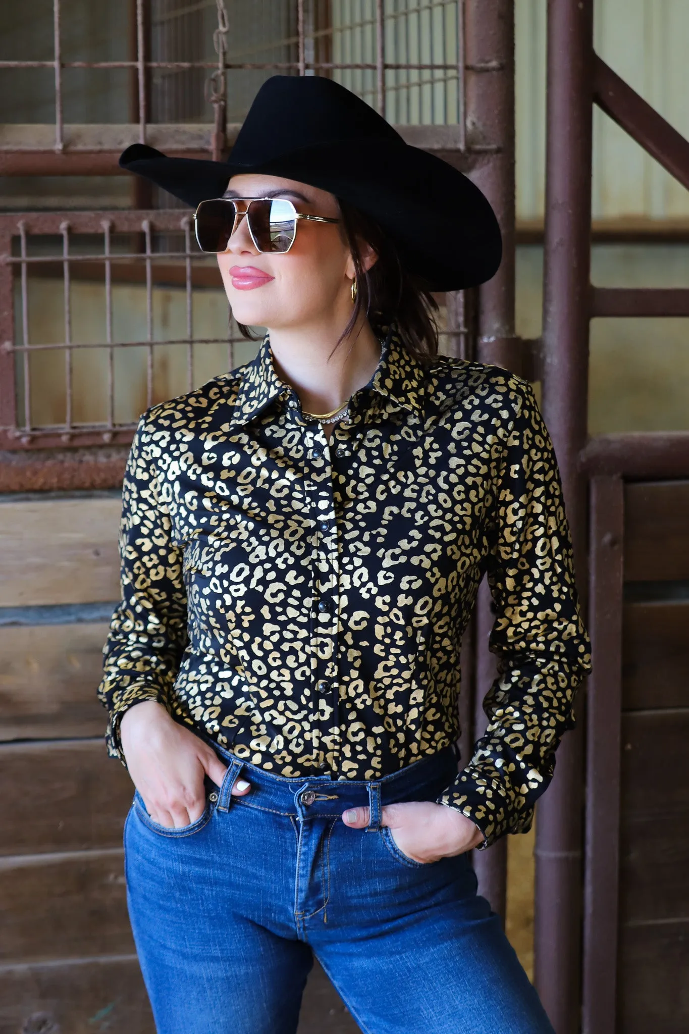 GOLD LEOPARD PERFORMANCE SHOW SHIRT