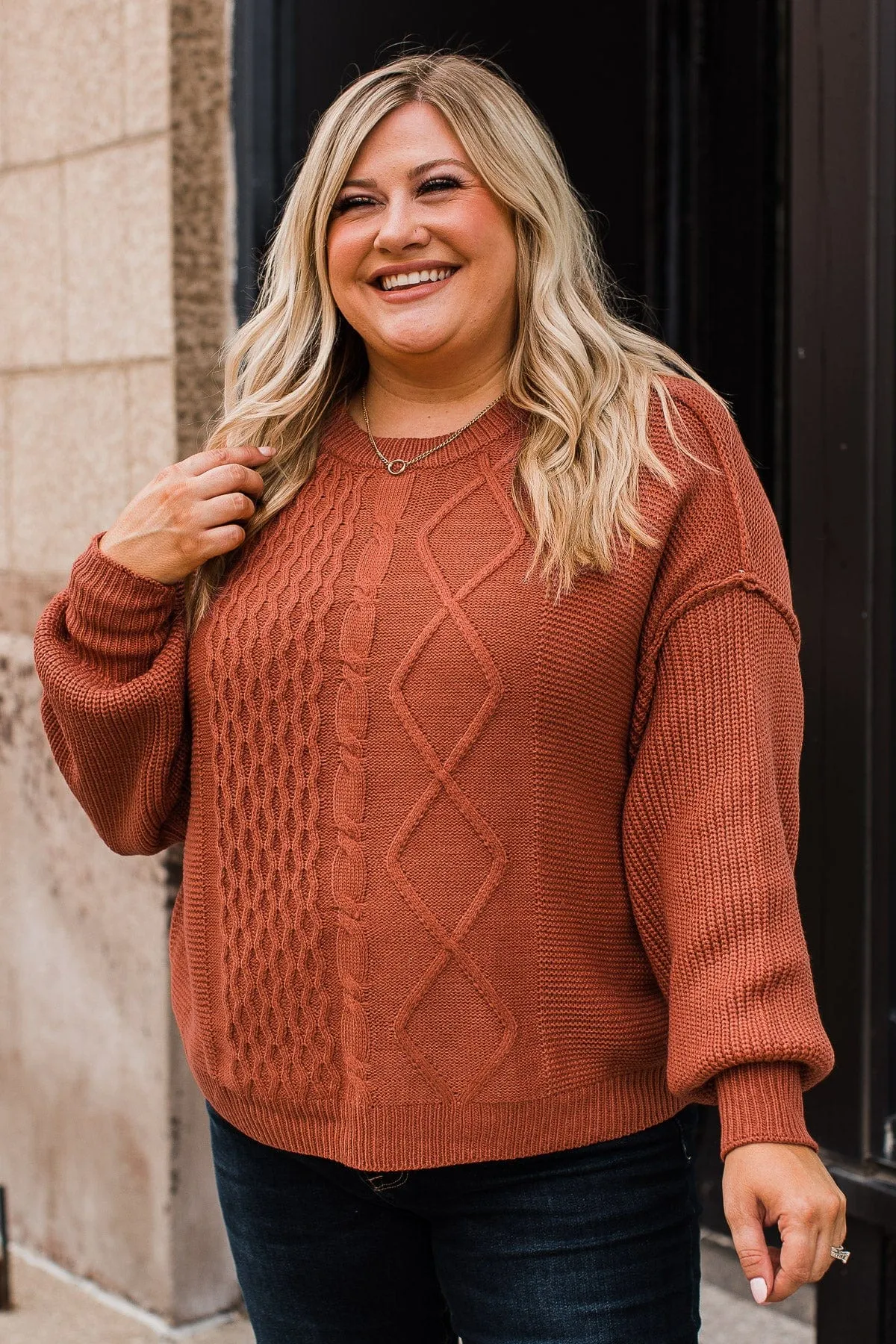 Good Things Await Knit Sweater- Burnt Orange