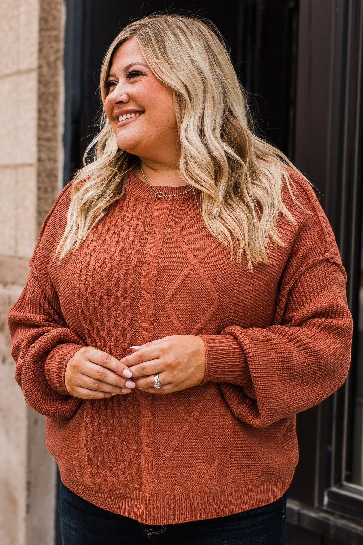 Good Things Await Knit Sweater- Burnt Orange