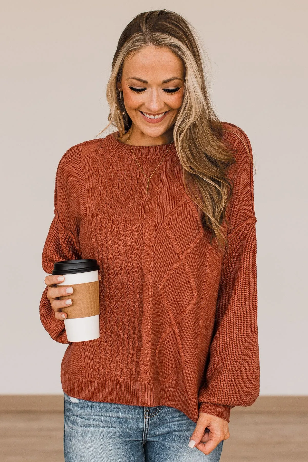 Good Things Await Knit Sweater- Burnt Orange