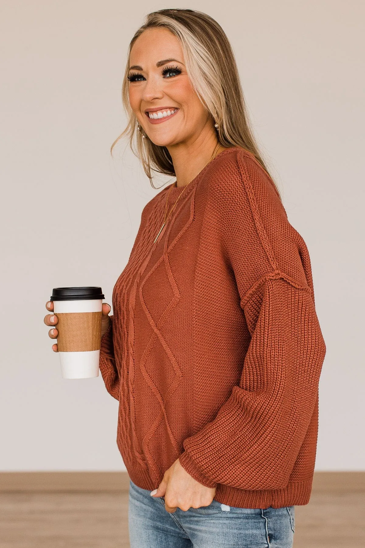 Good Things Await Knit Sweater- Burnt Orange