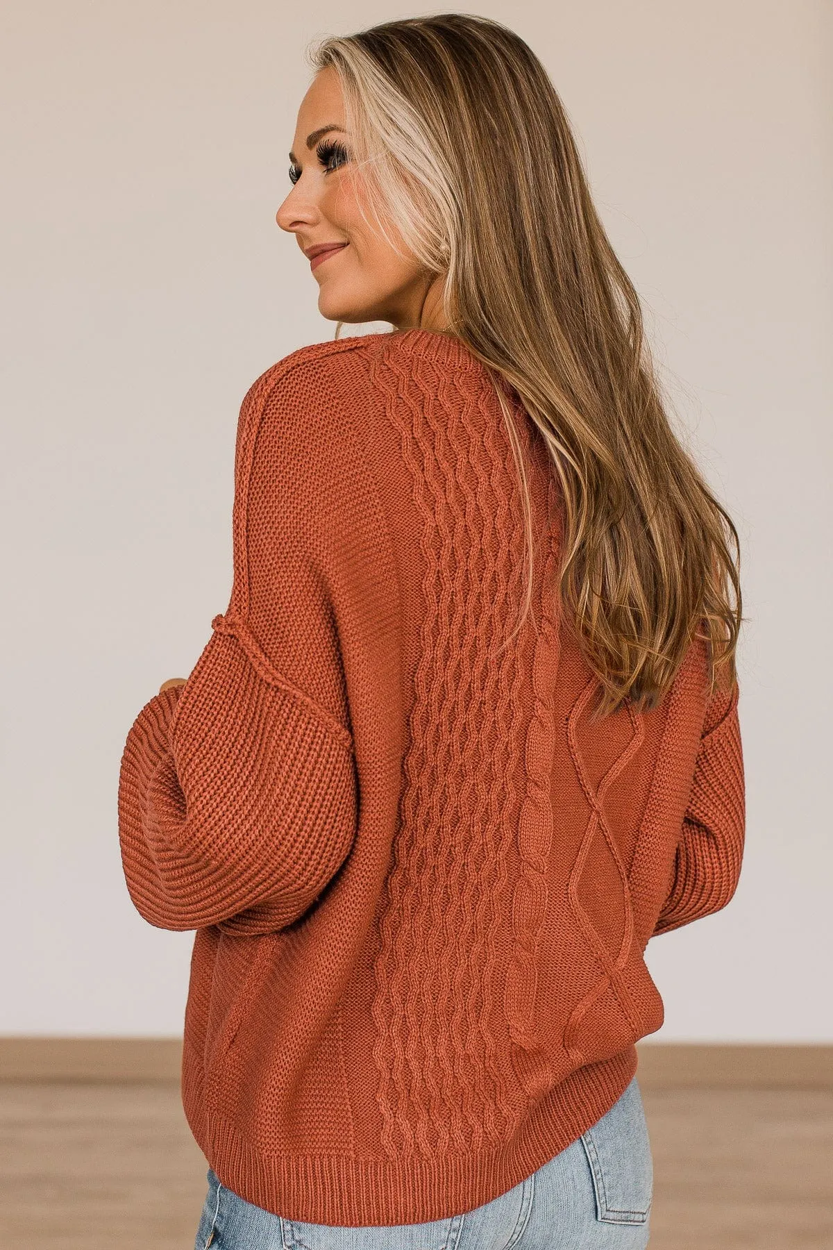 Good Things Await Knit Sweater- Burnt Orange